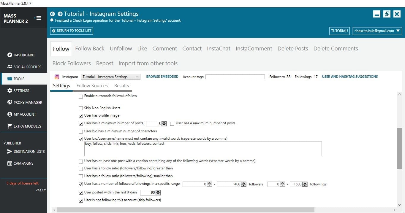 best mass planner settings