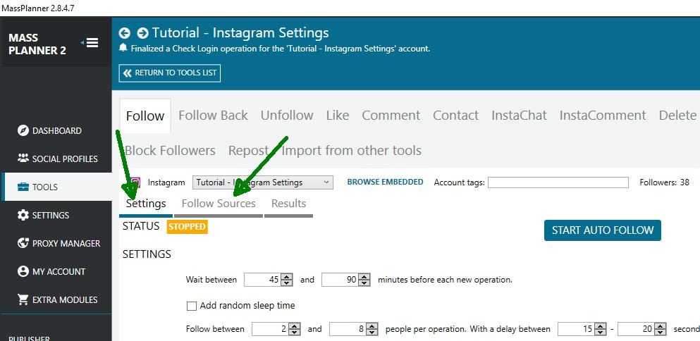 mass planner instagram settings follow