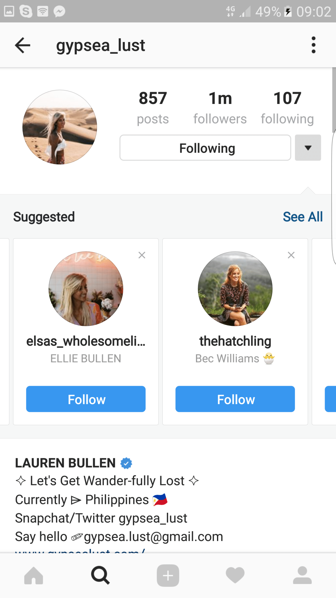 selecting target accounts Instagram