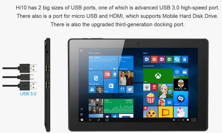 USB Port Chuwi Hi10 Ultrabook Tablet PC WINDOWS