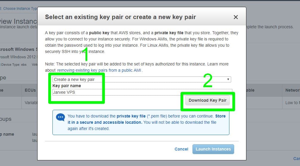 Create a new key pair