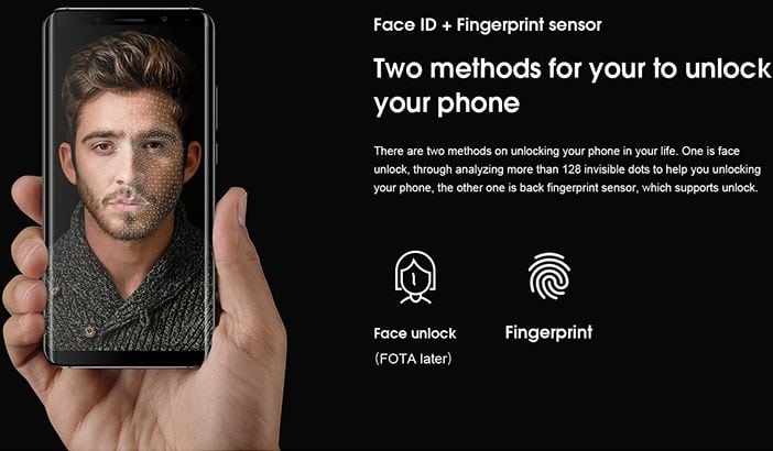 elephone u pro face scanner