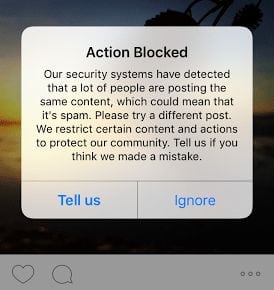 instagram account disabled - instagram cant follow anyone action blocked