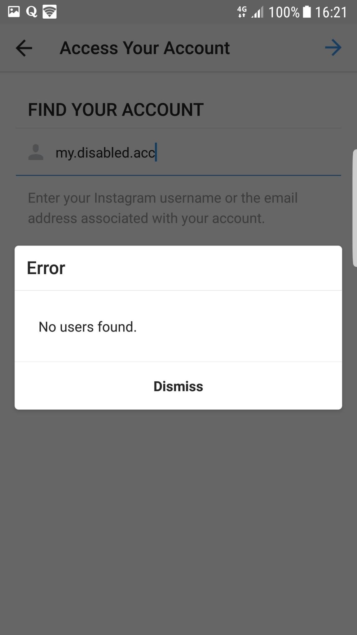 error disabled account