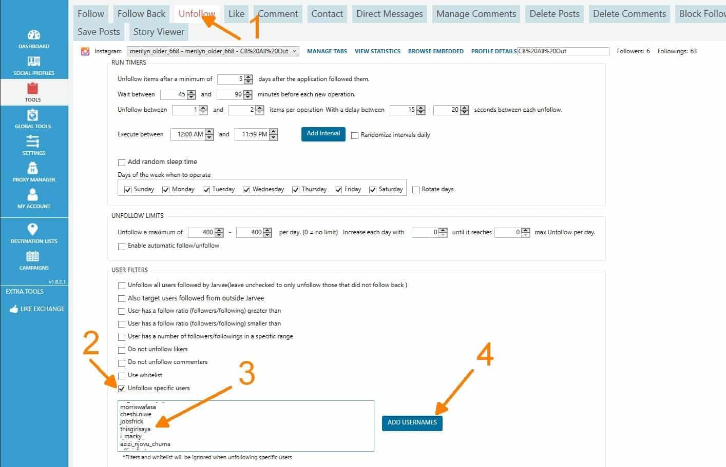 How To Unfollow Instagram or Twitter Users Who Unfollowed or Did Not Follow Back – Jarvee