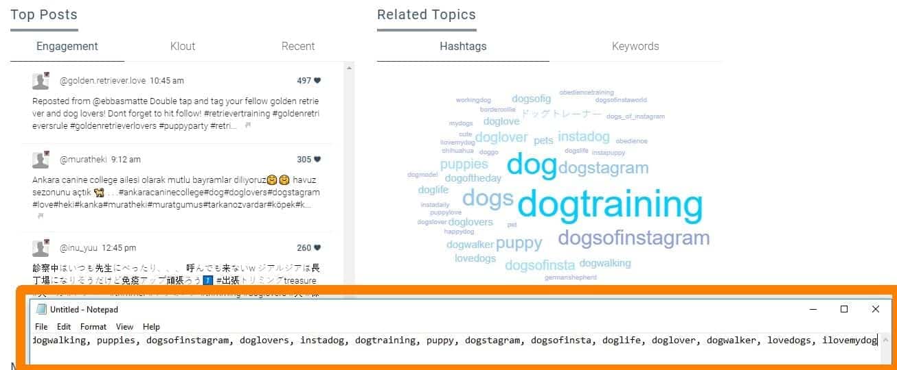 hashtags in notepad