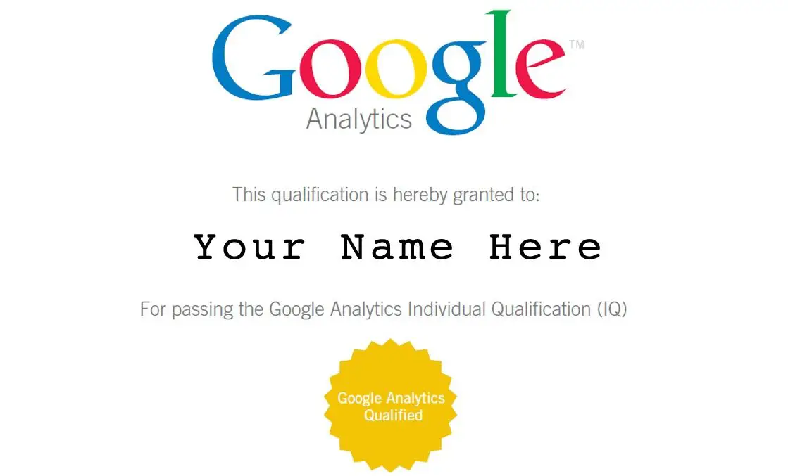 Google Analytics certificate