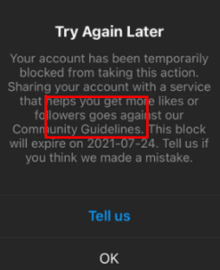 Blocked because not following Instagram follow limit update